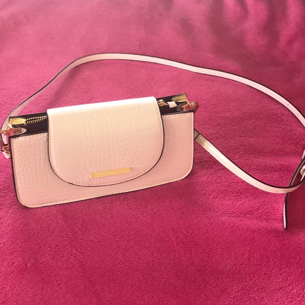 White alligator inspired evening bag